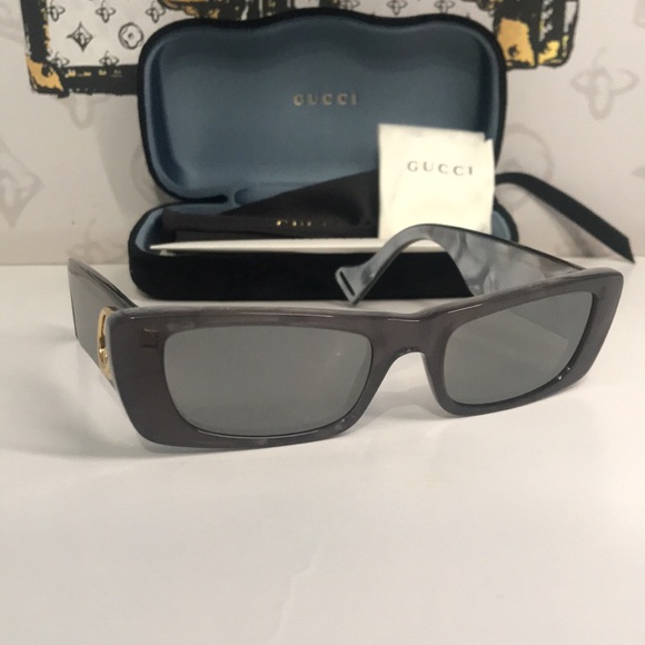 New Authentic Gucci GG0516S 002 Transparent Grey Square Silver Mirror Lens - Picture 6 of 15